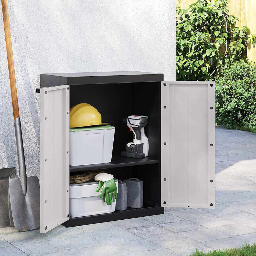 vidaXL Garden Storage Cabinet Grey and Black 65x37x85 cm PP