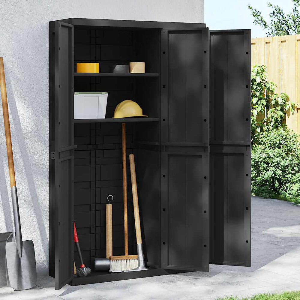 vidaXL Garden Storage Cabinet Black 97x37x165 cm PP