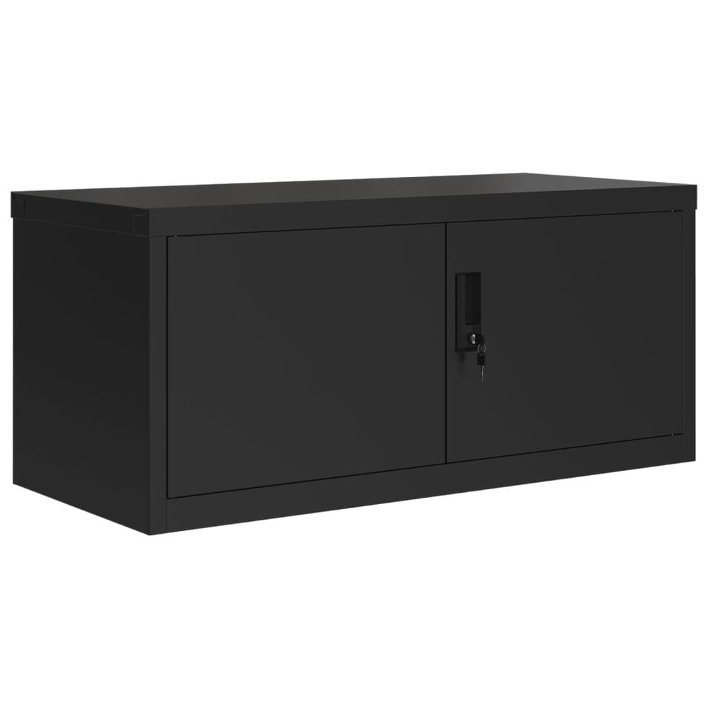 Schwarzer Aktenschrank aus Stahl, 90x40x40 cm