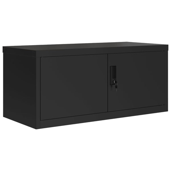 Schwarzer Aktenschrank aus Stahl, 90x40x40 cm
