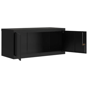 Schwarzer Aktenschrank aus Stahl, 90x40x40 cm