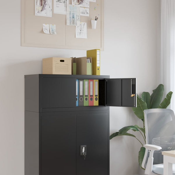 Schwarzer Aktenschrank aus Stahl, 90x40x40 cm