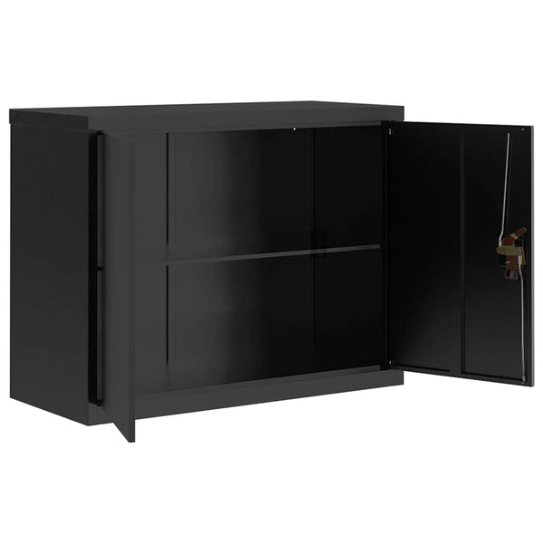 Aktenschrank Schwarz, Stahl, 90x40x70 cm