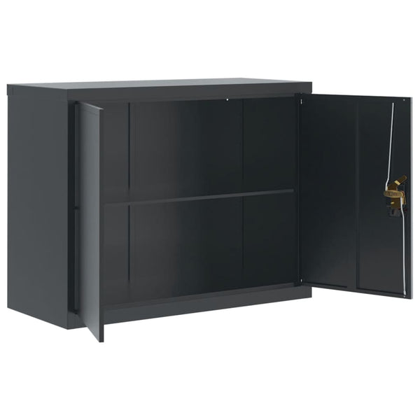 Aktenschrank Anthrazit Stahl 90x40x70 cm