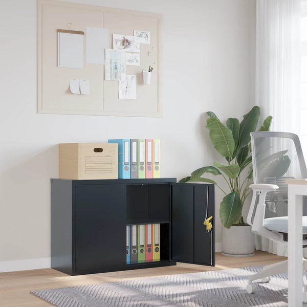 Aktenschrank Anthrazit Stahl 90x40x70 cm