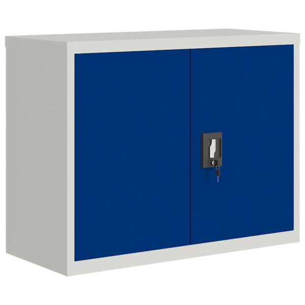 Aktenschrank Stahl Hellgrau/Blau 90x40x70cm