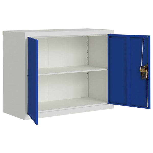 Aktenschrank Stahl Hellgrau/Blau 90x40x70cm