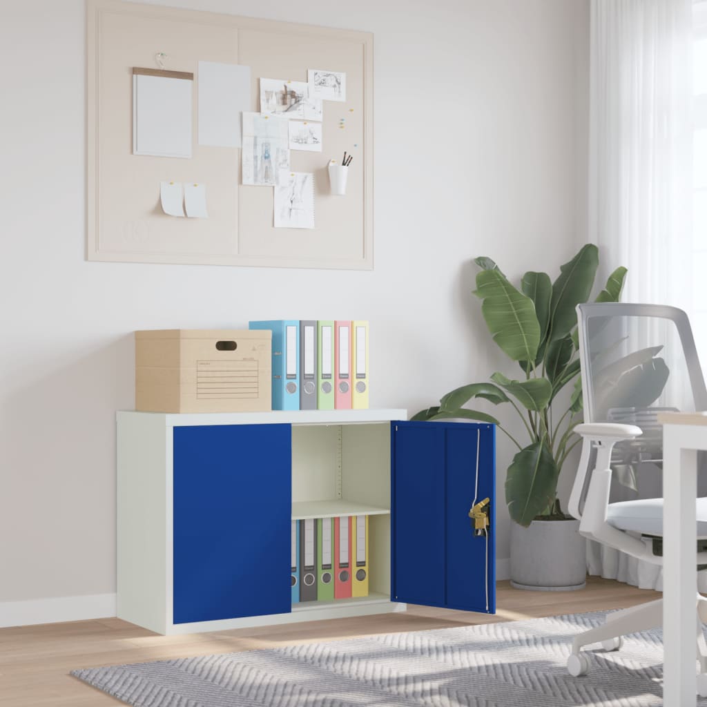 Aktenschrank Stahl Hellgrau/Blau 90x40x70cm