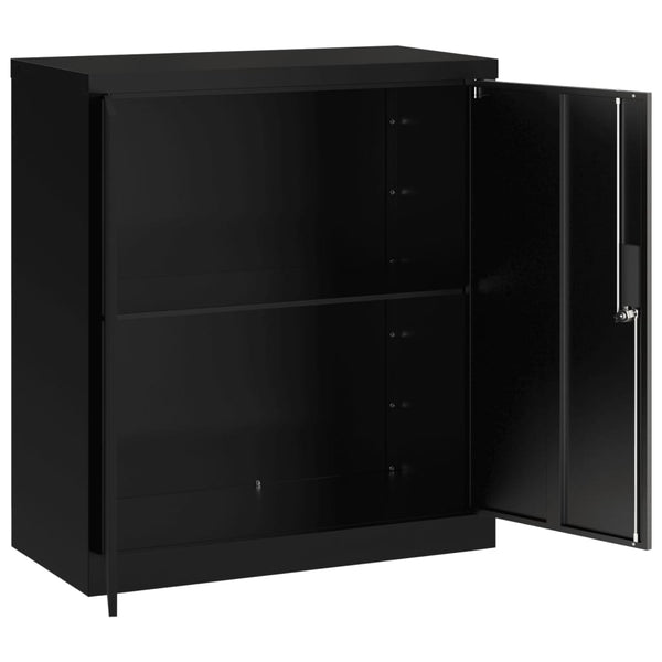 Aktenschrank Stahl Schwarz 79x40x90cm