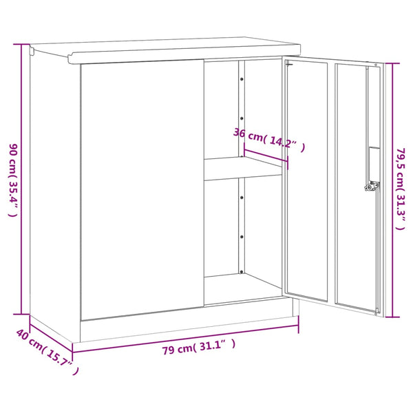 Aktenschrank Stahl Schwarz 79x40x90cm