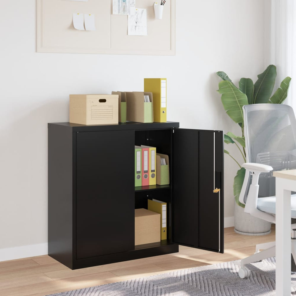 Aktenschrank Stahl Schwarz 79x40x90cm