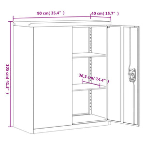 vidaXL Filing Cabinet White 90x40x105 cm Steel