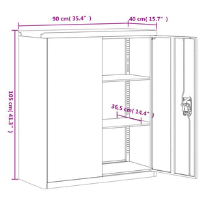 vidaXL Filing Cabinet Light Grey 90x40x105 cm Steel