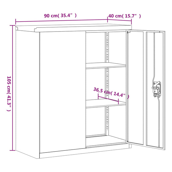 vidaXL Filing Cabinet Black 90x40x105 cm Steel