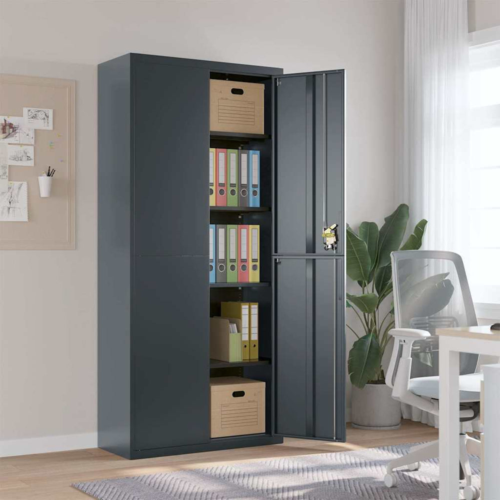 vidaXL Filing Cabinet Anthracite 90x40x200 cm Steel