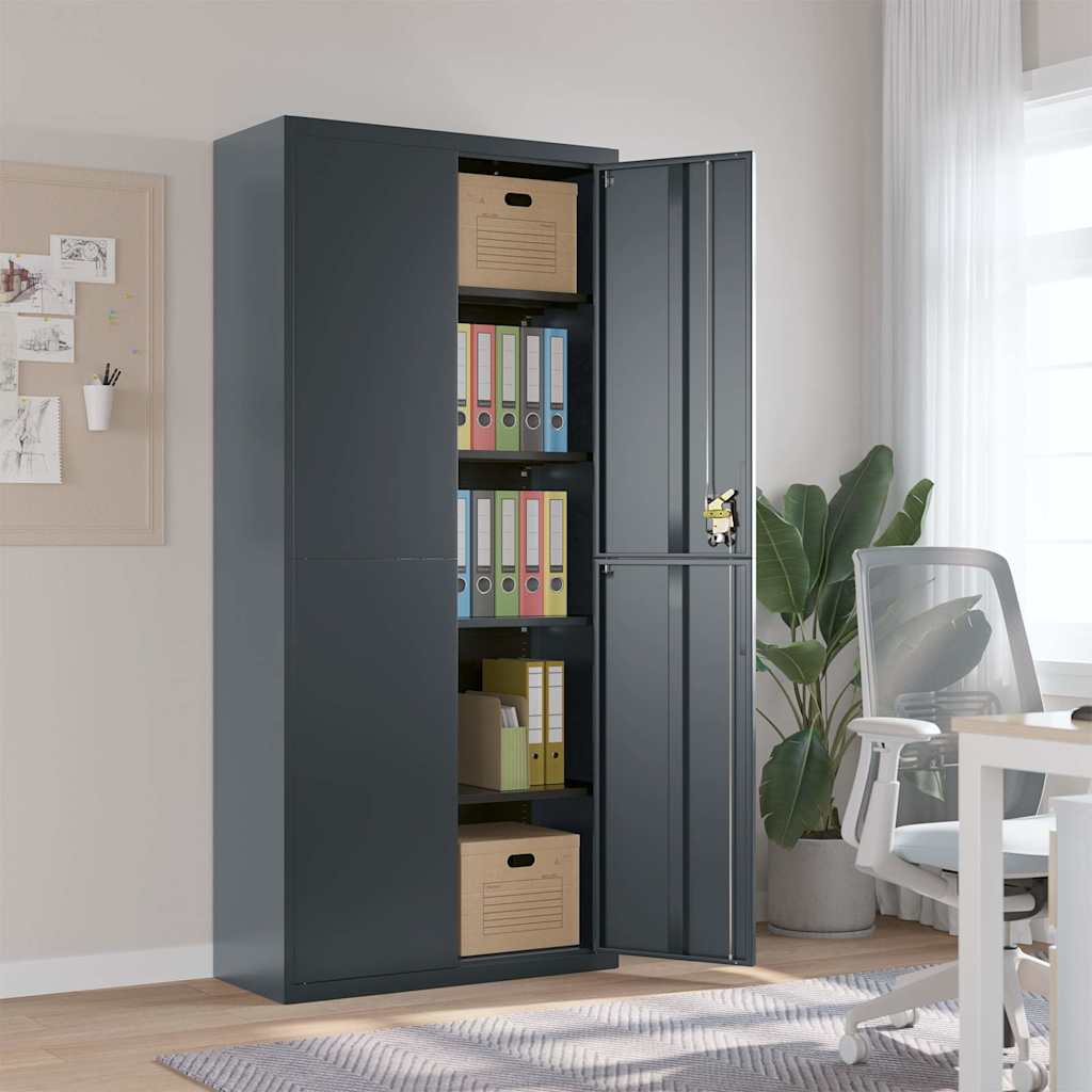 vidaXL Filing Cabinet Anthracite 90x40x200 cm Steel