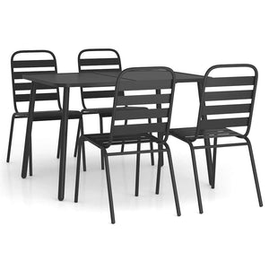 5-teilige Garten Essgruppe Anthrazit Stahl
