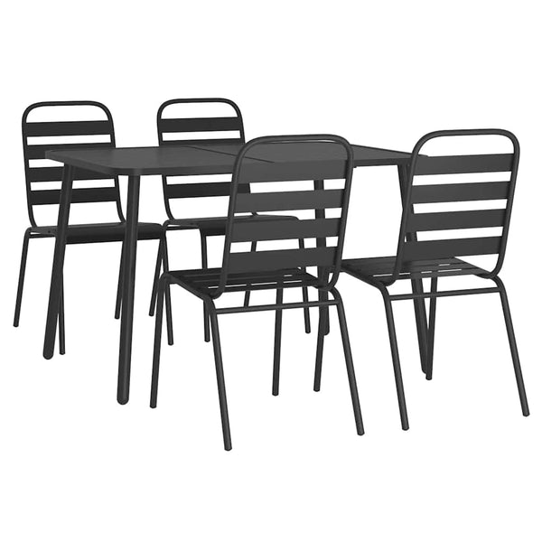 5-teilige Garten Essgruppe Anthrazit Stahl