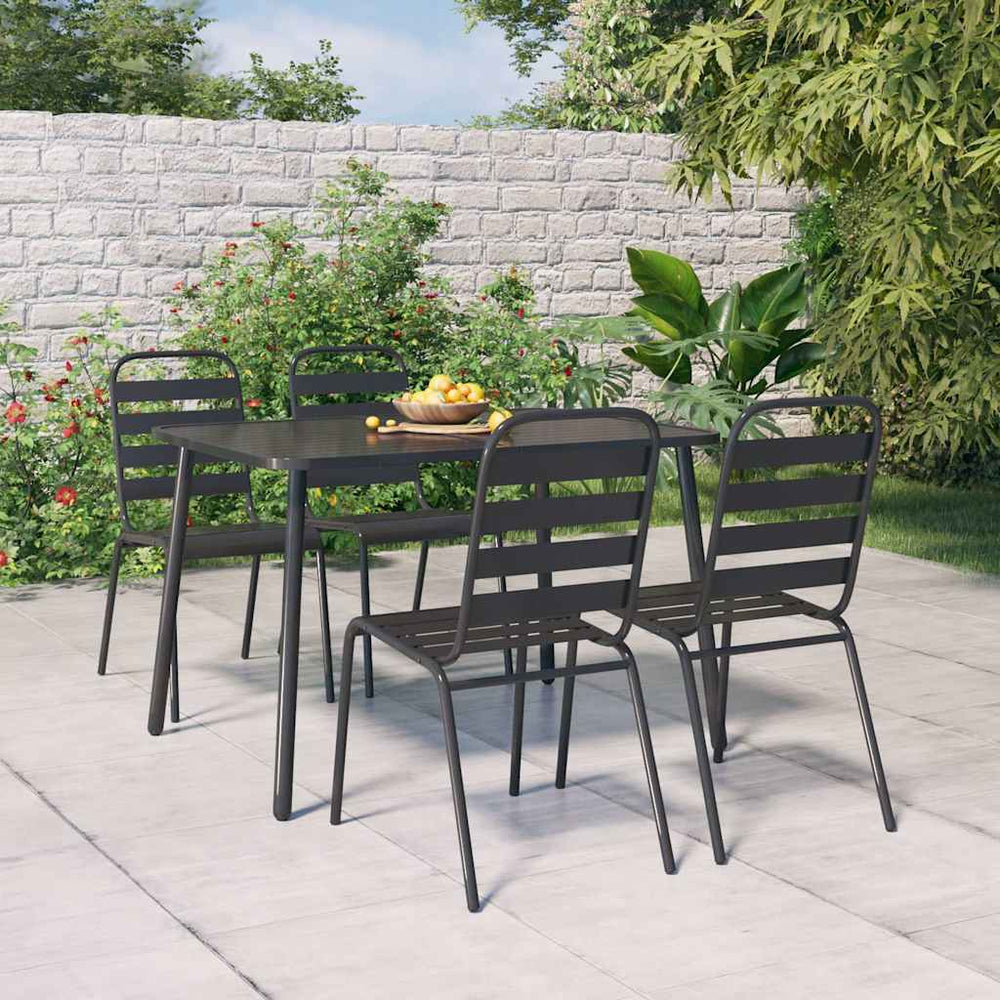 5-teilige Garten Essgruppe Anthrazit Stahl