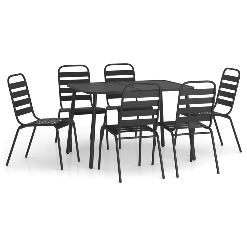 7-teilige Garten Essgruppe Anthrazit Stahl