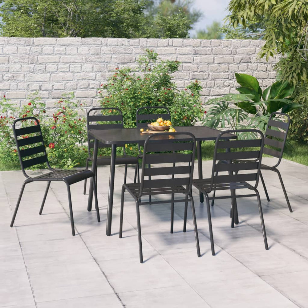 7-teilige Garten Essgruppe Anthrazit Stahl
