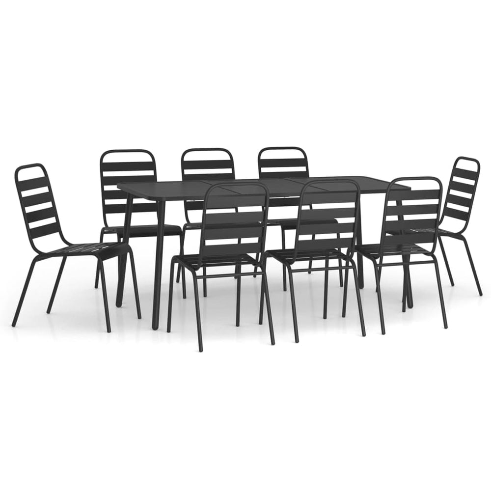 9-teilige Garten Essgruppe Anthrazit Stahl