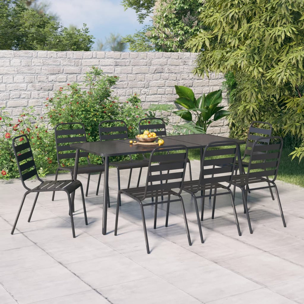 9-teilige Garten Essgruppe Anthrazit Stahl