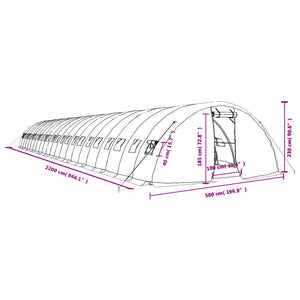 vidaXL Greenhouse with Steel Frame White 110 m² 22x5x2.3 m