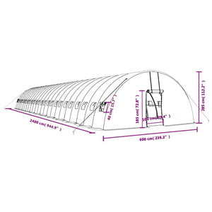 vidaXL Greenhouse with Steel Frame Green 144 m² 24x6x2.85 m