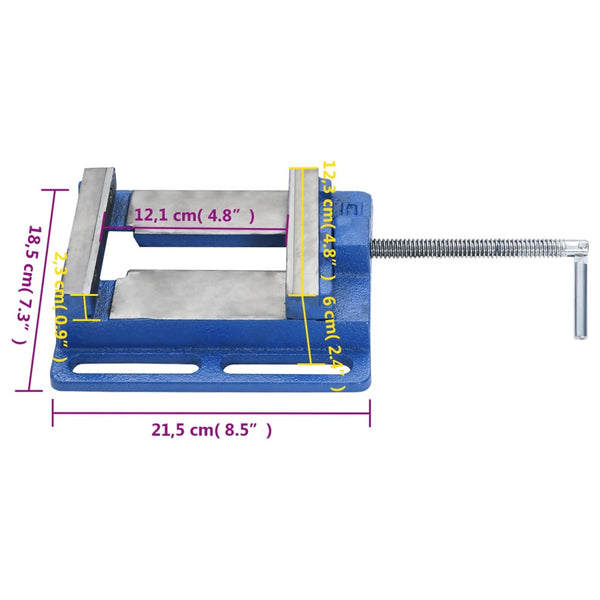 vidaXL Machine Vice Blue 121 mm Cast Iron