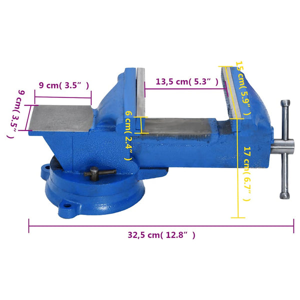 vidaXL Bench Vice Blue 150 mm Cast Iron