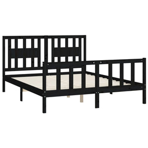 vidaXL Solid Pine Bed with Headboard Black 150x200 cm