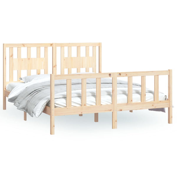 vidaXL Solid Pine Bed Frame with Headboard 160x200 cm