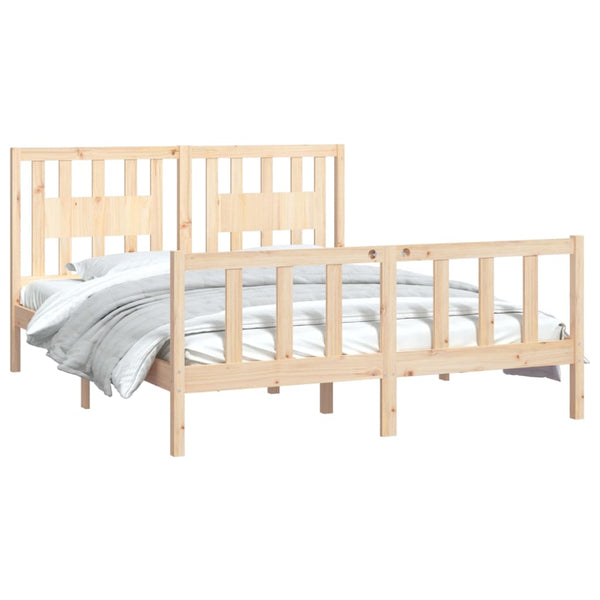 vidaXL Solid Pine Bed Frame with Headboard 160x200 cm