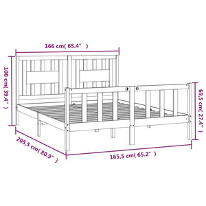 vidaXL Solid Pine Bed Frame with Headboard 160x200 cm