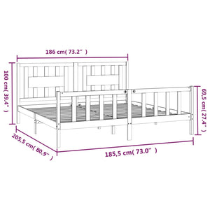vidaXL Solid Pine Bed with Headboard Black 180x200 cm