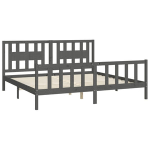 vidaXL Solid Wood Bed with Headboard Grey Pine 200x200 cm