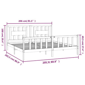 vidaXL Solid Wood Bed with Headboard Grey Pine 200x200 cm