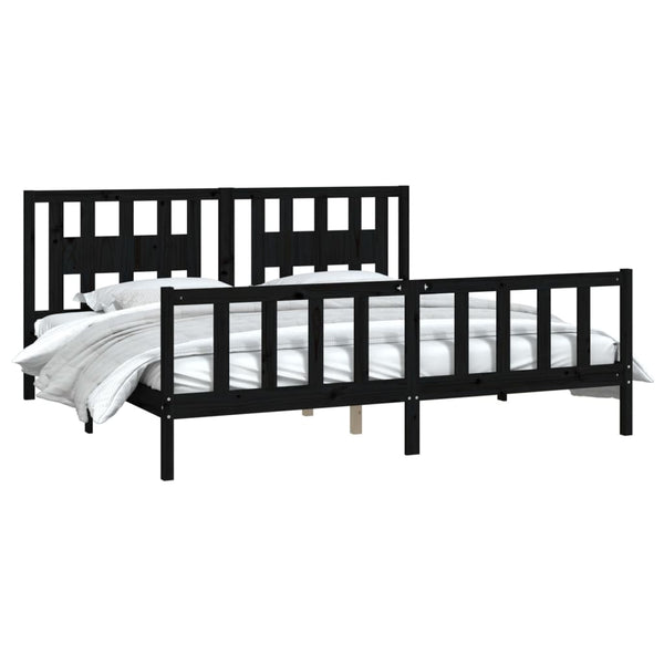 vidaXL Solid Wood Bed with Headboard Black Pine 200x200 cm