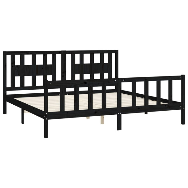 vidaXL Solid Wood Bed with Headboard Black Pine 200x200 cm