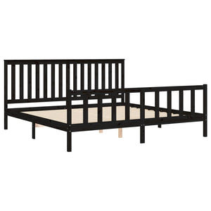 vidaXL Solid Wood Bed with Headboard Black 180x200 cm Pine