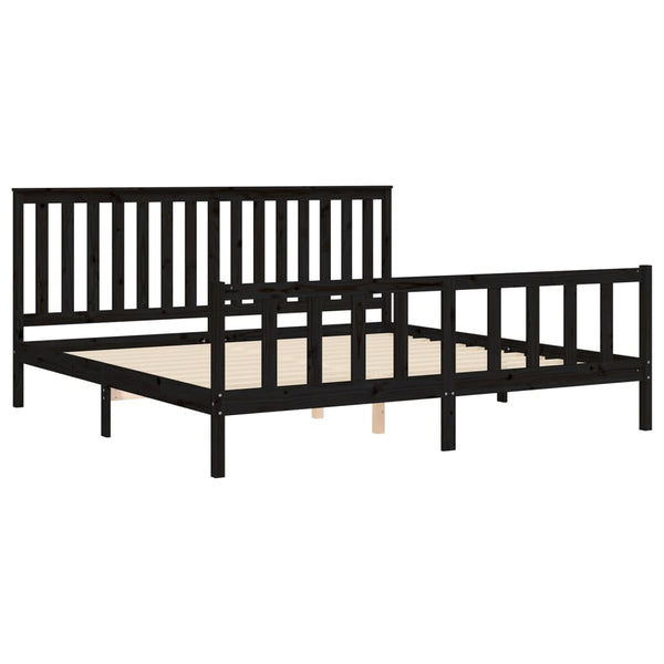 vidaXL Solid Wood Bed with Headboard Black 180x200 cm Pine
