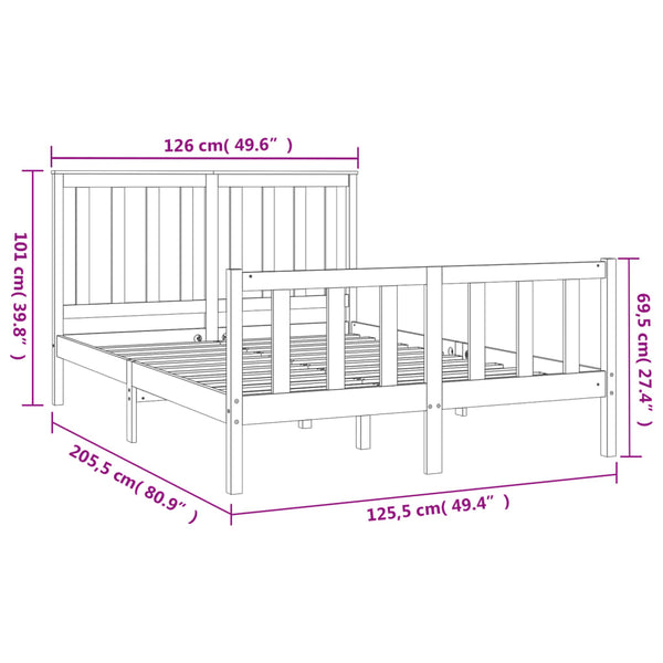 vidaXL Solid Wood Bed with Headboard Black 180x200 cm Pine