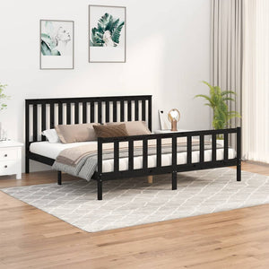 vidaXL Solid Wood Bed with Headboard Black 180x200 cm Pine