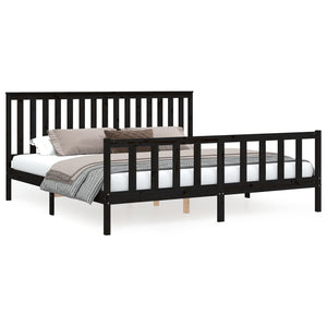 vidaXL Solid Wood Bed with Headboard Black 200x200 cm Pine