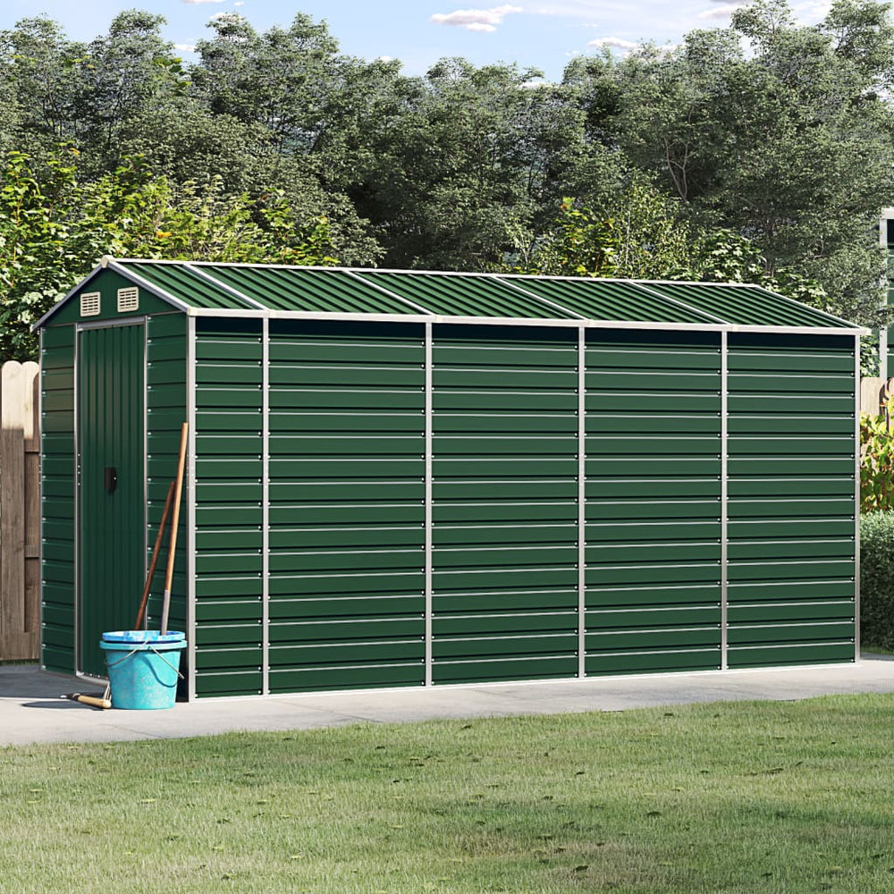 vidaXL Garden Shed Green 191x385x198 cm Galvanized Steel