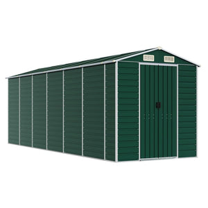 vidaXL Garden Shed Green 191x555x198 cm Galvanized Steel