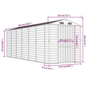 vidaXL Garden Shed Green 191x555x198 cm Galvanized Steel
