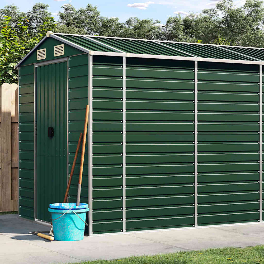 vidaXL Garden Shed Green 191x725x198 cm Galvanized Steel