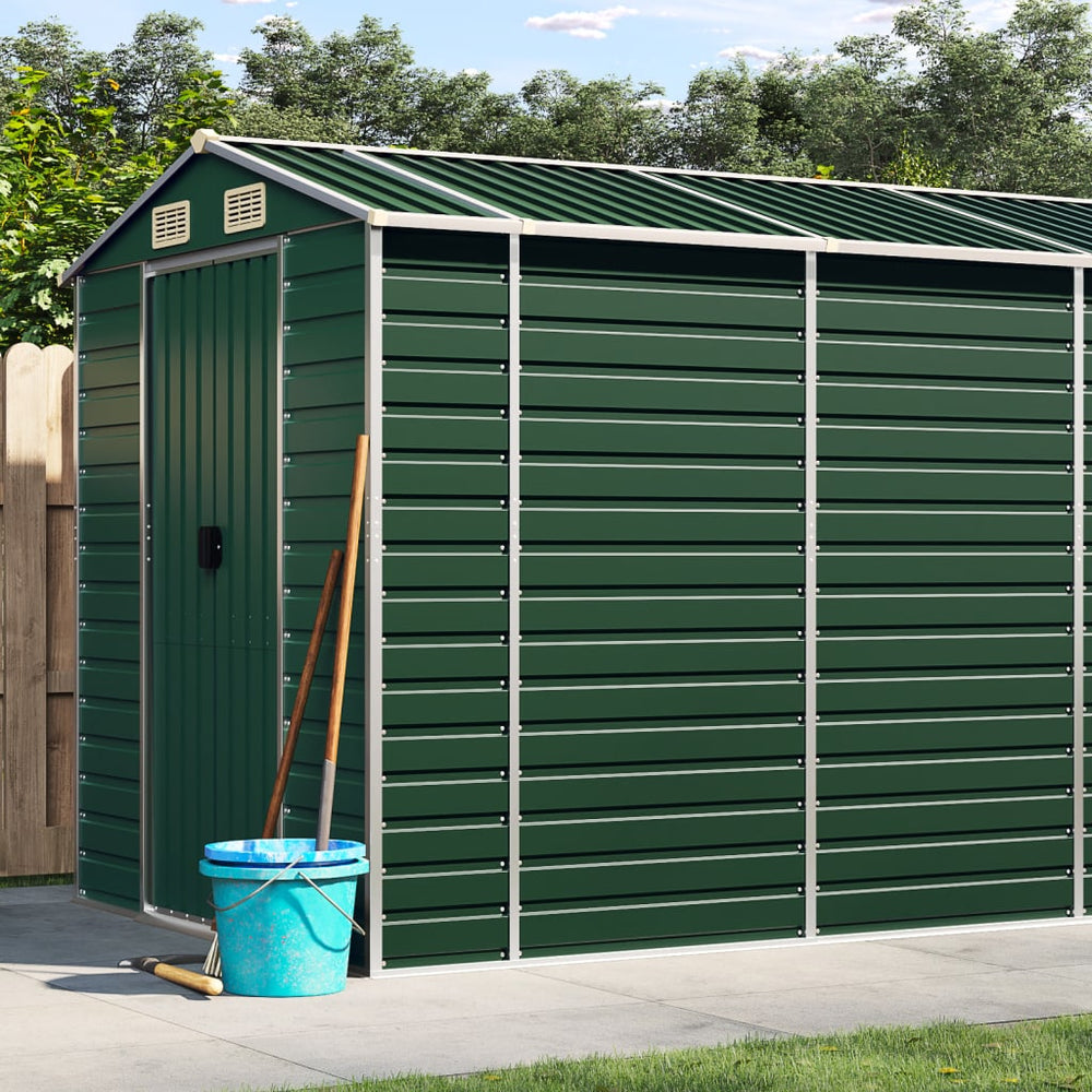 vidaXL Garden Shed Green 191x810x198 cm Galvanized Steel